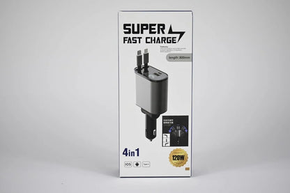 4 Fast Charging Ports with 80cm Retractable Cables || 4 منافذ شحن سريع مع كابلات قابلة للسحب بطول 80 سم