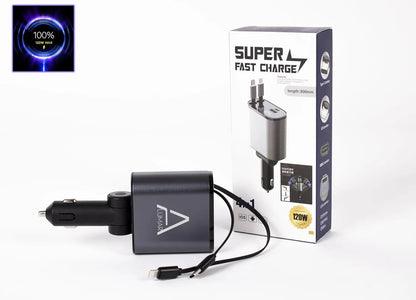 4 Fast Charging Ports with 80cm Retractable Cables || 4 منافذ شحن سريع مع كابلات قابلة للسحب بطول 80 سم