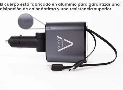 4 Fast Charging Ports with 80cm Retractable Cables || 4 منافذ شحن سريع مع كابلات قابلة للسحب بطول 80 سم
