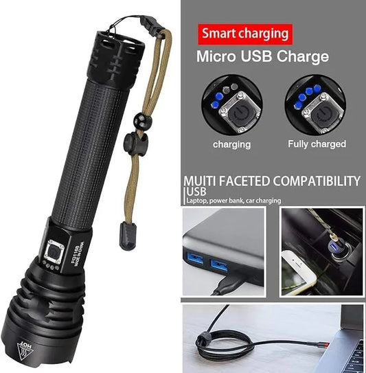 P90 LED Rechargeable Laser Flashlight || مصباح يدوي ليزر قابل لإعادة الشحن P90