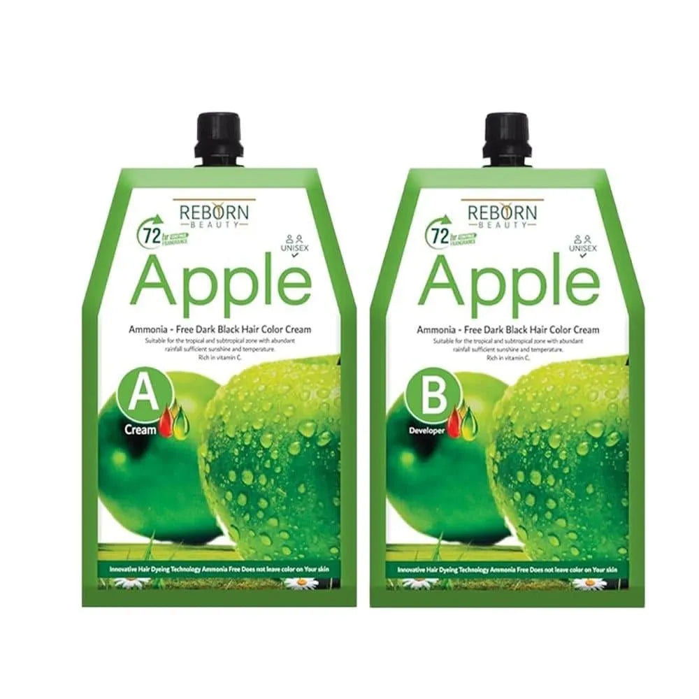 Reborn Beauty Hair Dye Dark Black Cream 500 ml + Developer 500 ml || صبغة شعر ريبورن بيوتي كريم أسود داكن 500 مل + مُظهِر 500 مل