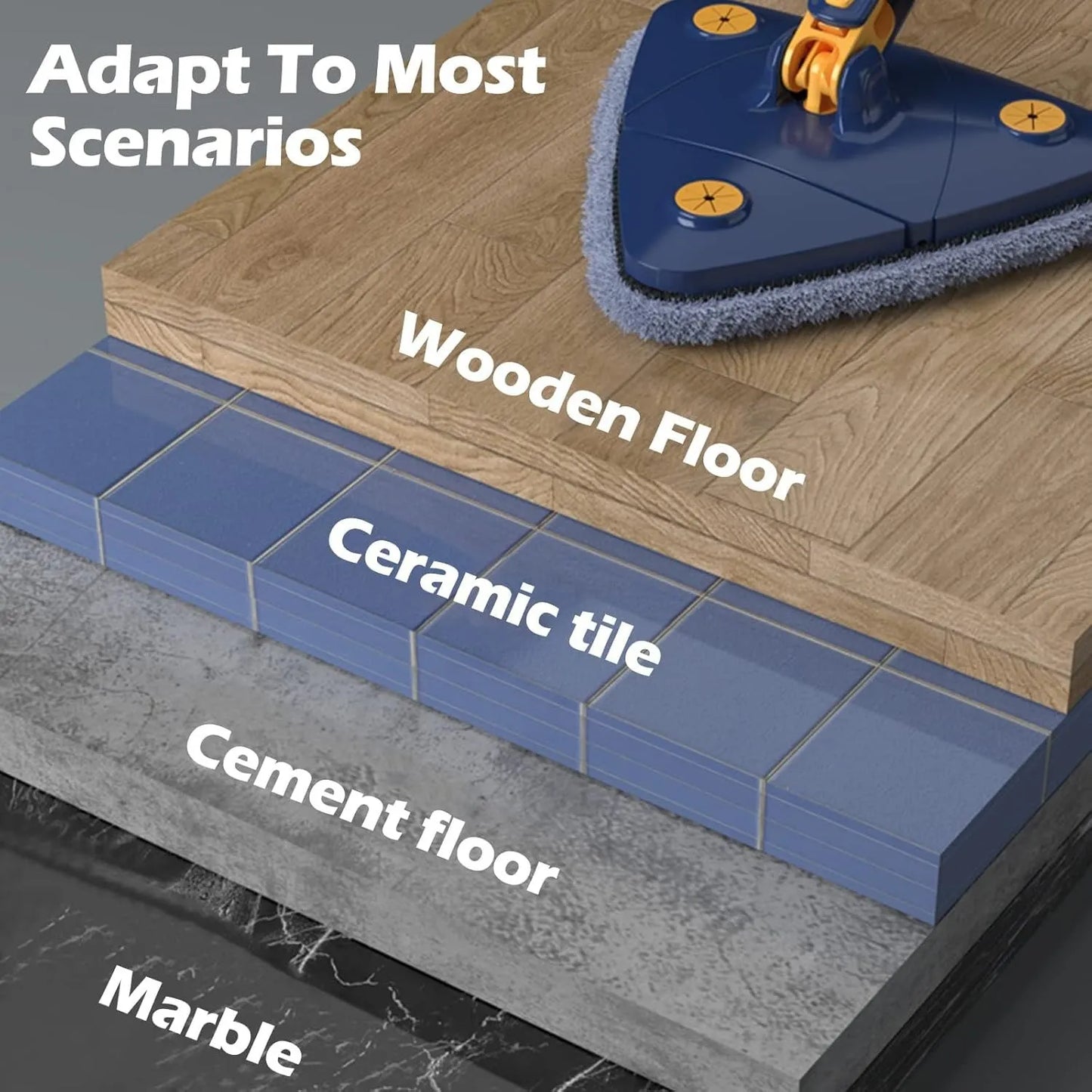 360 Degree Rotatable Adjustable Triangle Cleaning Mop || ممسحة تنظيف مثلثة قابلة للتعديل 360 درجة